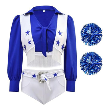 Star Dallas Cowboy Cheerleader Costume Kids High School Cheerleading Uniform Becostume